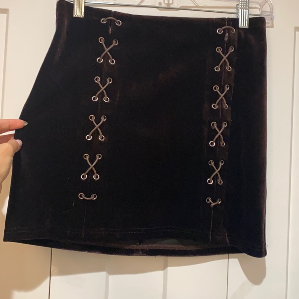 Velvet chocolate brown skirt. Never worn.